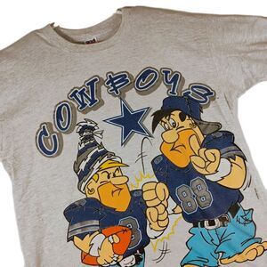 VTG 1993 Flintstones Dallas Cowboys Graphic SS Anvil T-Shirt Mens XL USA Made